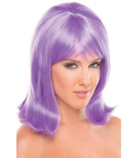 Парик с челкой Doll Wig средней длины, лиловый - No Taboo