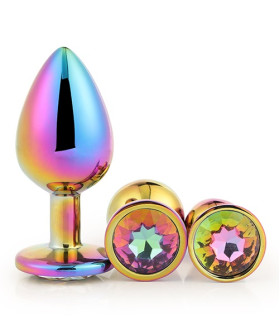 Набор анальных пробок Dreamtoys Multicolour со стразами, разноцветный, 3 шт - No Taboo