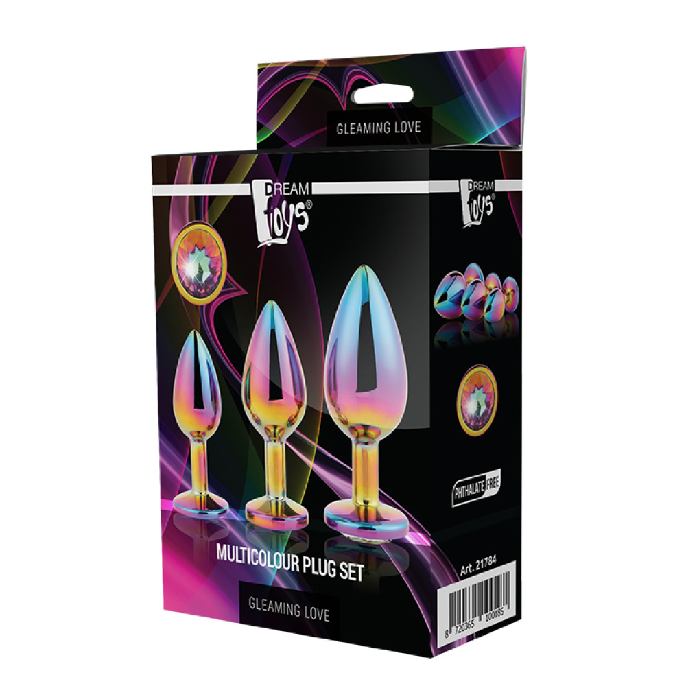 Набор анальных пробок Dreamtoys Multicolour со стразами, разноцветный, 3 шт фото №2 — секс игрушки: Украина, NO TABOO