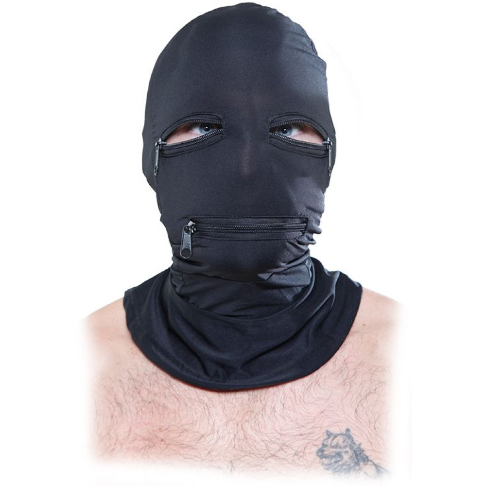 Маска FETISH на всю голову, с замками-молниями, черная , фото №0 — секс шоп Украина, NO TABOO