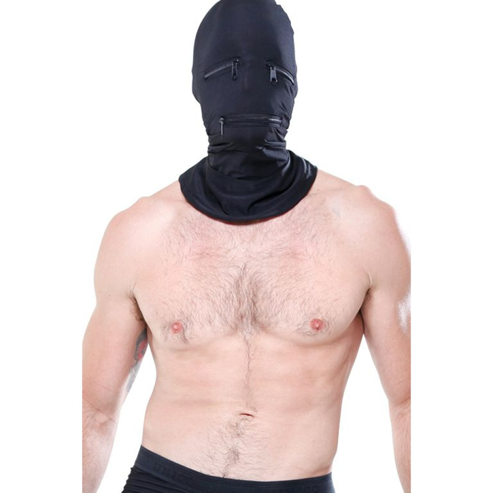 Маска FETISH на всю голову, с замками-молниями, черная , фото №2 — секс шоп Украина, NO TABOO