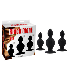 Набір анальних пробок Chisa The Ripples Anal Trainer Kit великі, рельєфні, чорні, 3 шт - No Taboo