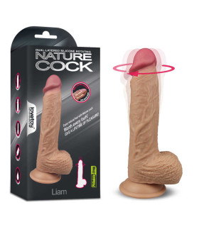 Вибратор с ротацией и подогревом реалистичный Lovetoy на присоске, бежевый, 21.5 х 4.2 см - No Taboo