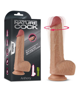 Вибратор реалистичный с ротацией и подогревом Lovetoy на присоске, бежевый, 21.5 х 4 см - No Taboo