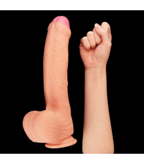 Фаллоимитатор гигант реалистичный на присоске Lovetoy бежевый, 28 х 5.3 см - No Taboo