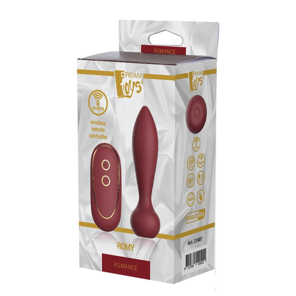 Анальный вибратор Dream Toys Romy с пультом, бордовый, 13.8 х 3.5 см фото №2 — секс игрушки: Украина, NO TABOO