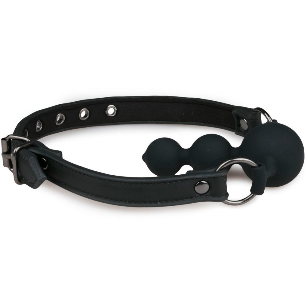 Кляп-елочка Easytoys три шарика, черный, 10 х 3.7 см, фото №2 — секс шоп Украина, NO TABOO