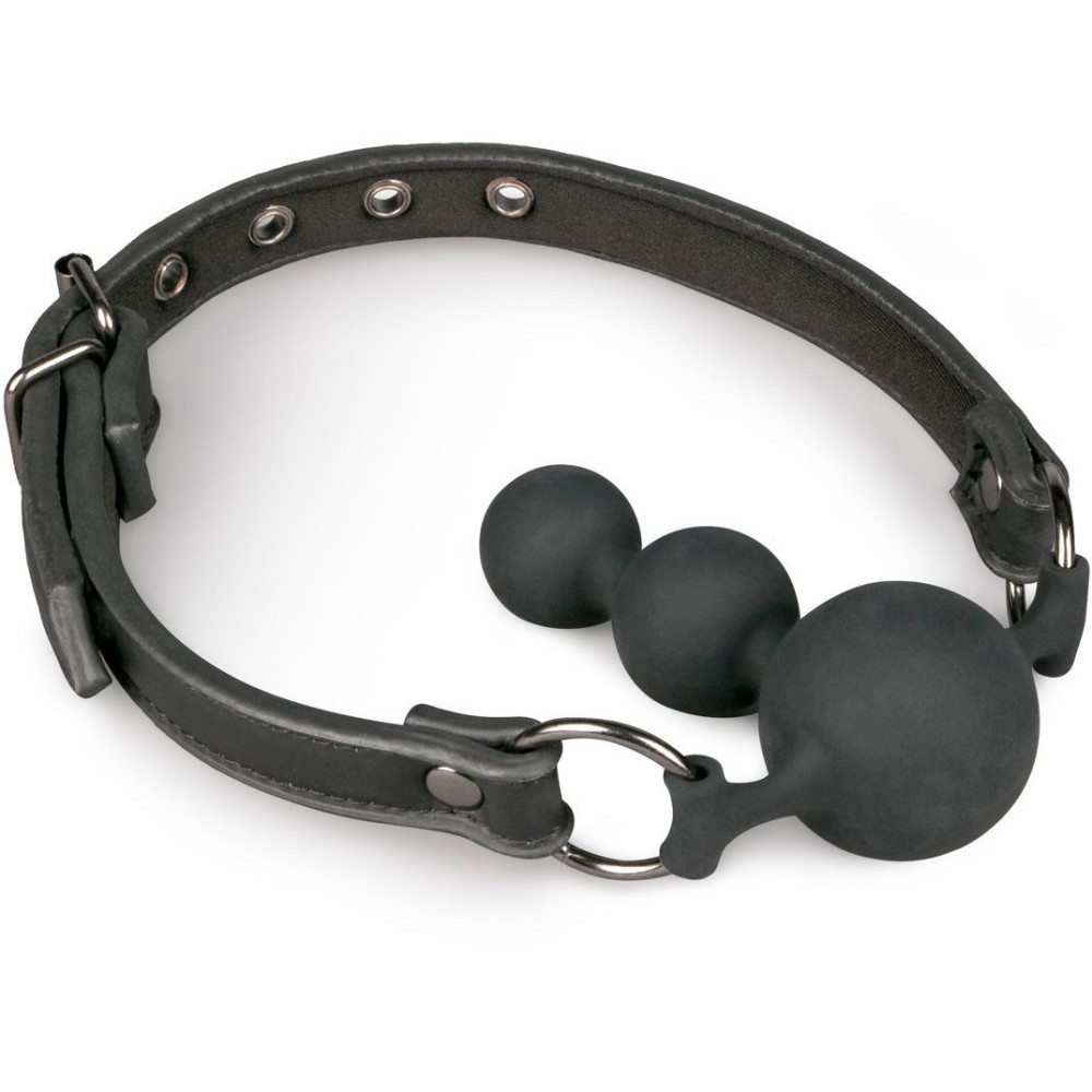 Кляп-елочка Easytoys три шарика, черный, 10 х 3.7 см, фото №0 — секс шоп Украина, NO TABOO