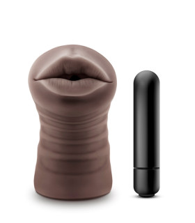 Мастурбатор рот реалистичный с вибрацией Blush коричневый, 13 х 4.3 см - No Taboo