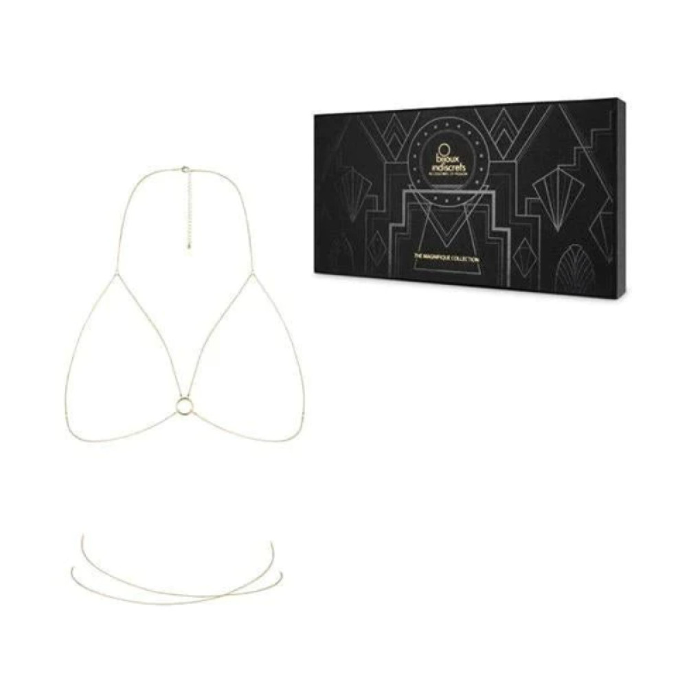 Украшение на грудь из цепочки Bijoux Indiscrets Magnifique Bra Chain, серебристое, фото №4 — секс шоп Украина, NO TABOO
