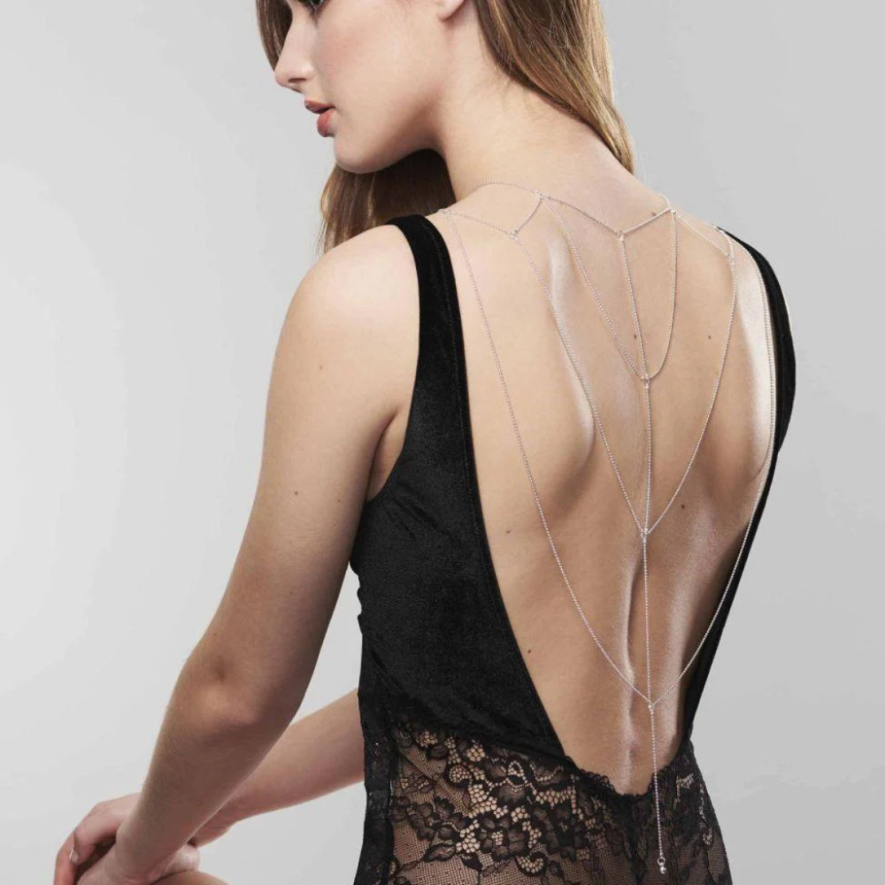 Украшение для спины Bijoux Indiscrets Magnifique Back and Cleavage Chain, серебристое, фото №0 — секс шоп Украина, NO TABOO