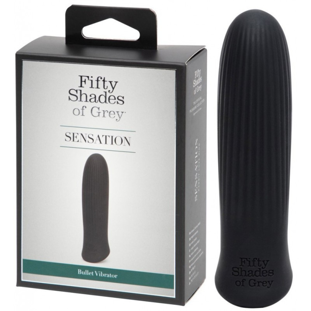 Вибропуля Fifty Shades of Grey Sensation рельефная, черная, 8.6 х 2.4 см фото №2 — секс игрушки: Украина, NO TABOO
