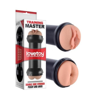 Мастурбатор реалистичный 2 отверстия LoveToy бежевый, 22 х 6 см - No Taboo