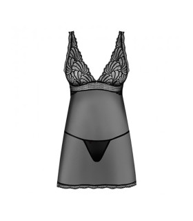 Сексуальна сорочка з мереживом Obsessive Sweetia Babydoll чорна, L/XL - No Taboo