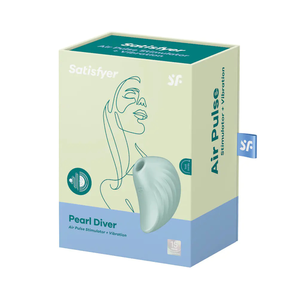 Вакуумный стимулятор Satisfyer Pearl Diver для клитора, мятный, 5 х 6.6 см фото №2 — секс игрушки: Украина, NO TABOO