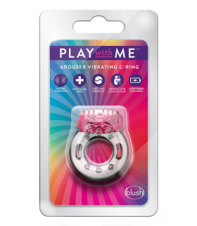 Эрекционное виброкольцо Blush Play with me с рельефным бабочкой, прозрачно-розовое, 4.4 х 3.8 см - No Taboo