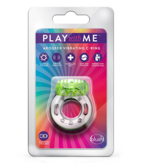 Эрекционное виброкольцо Blush Play with me с рельефной бабочкой, прозрачно-зелёное, 4.4 х 3.8 см - No Taboo