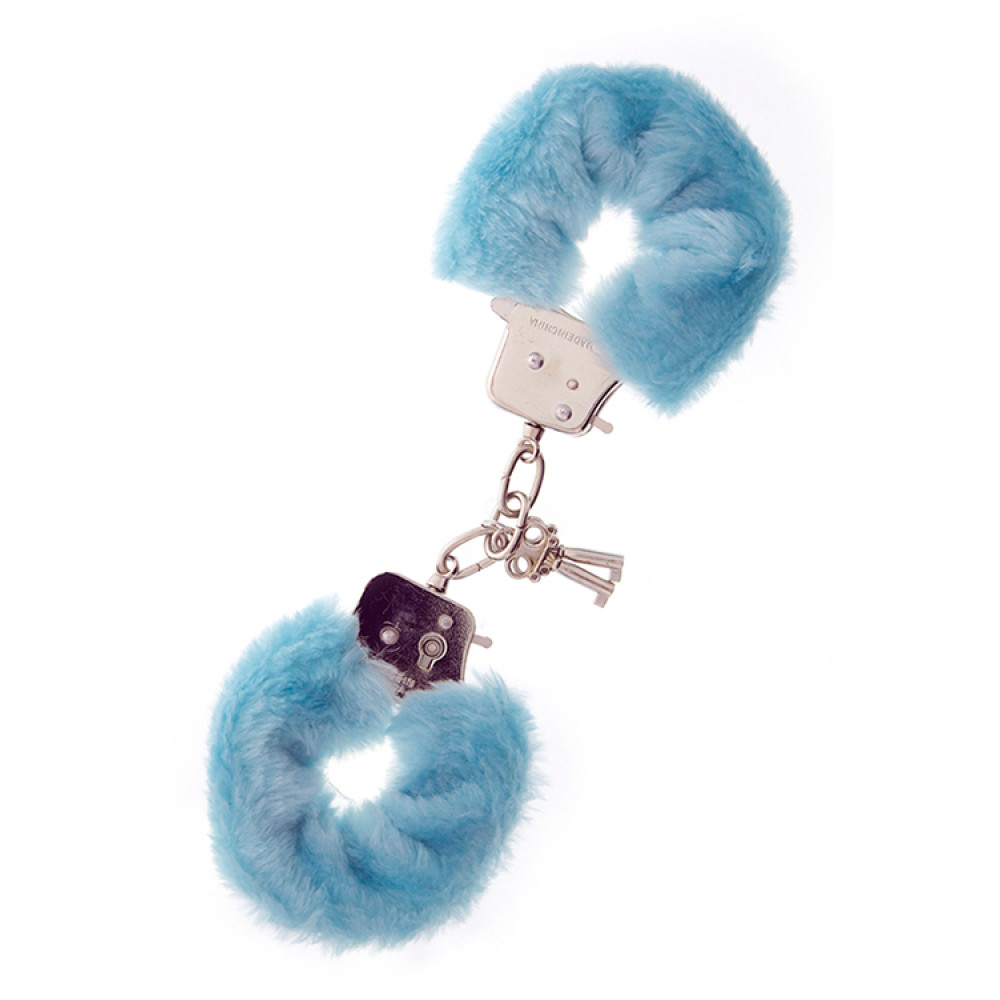 Наручники металлические с мехом Dream Toys голубые, фото №0 — секс шоп Украина, NO TABOO