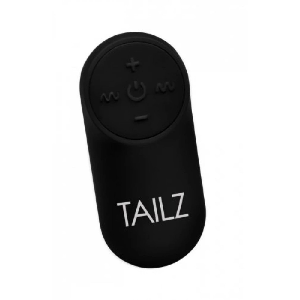 Анальная пробка с серым хвостиком и вибрацией Tailz с дистанционным пультом, черная, 9.6 х 4 см фото №6 — секс игрушки: Украина, NO TABOO