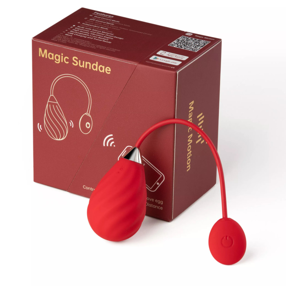Виброяйцо с подключением к приложению Magic Motion красное, 19 х 3.4 см фото №2 — секс игрушки: Украина, NO TABOO