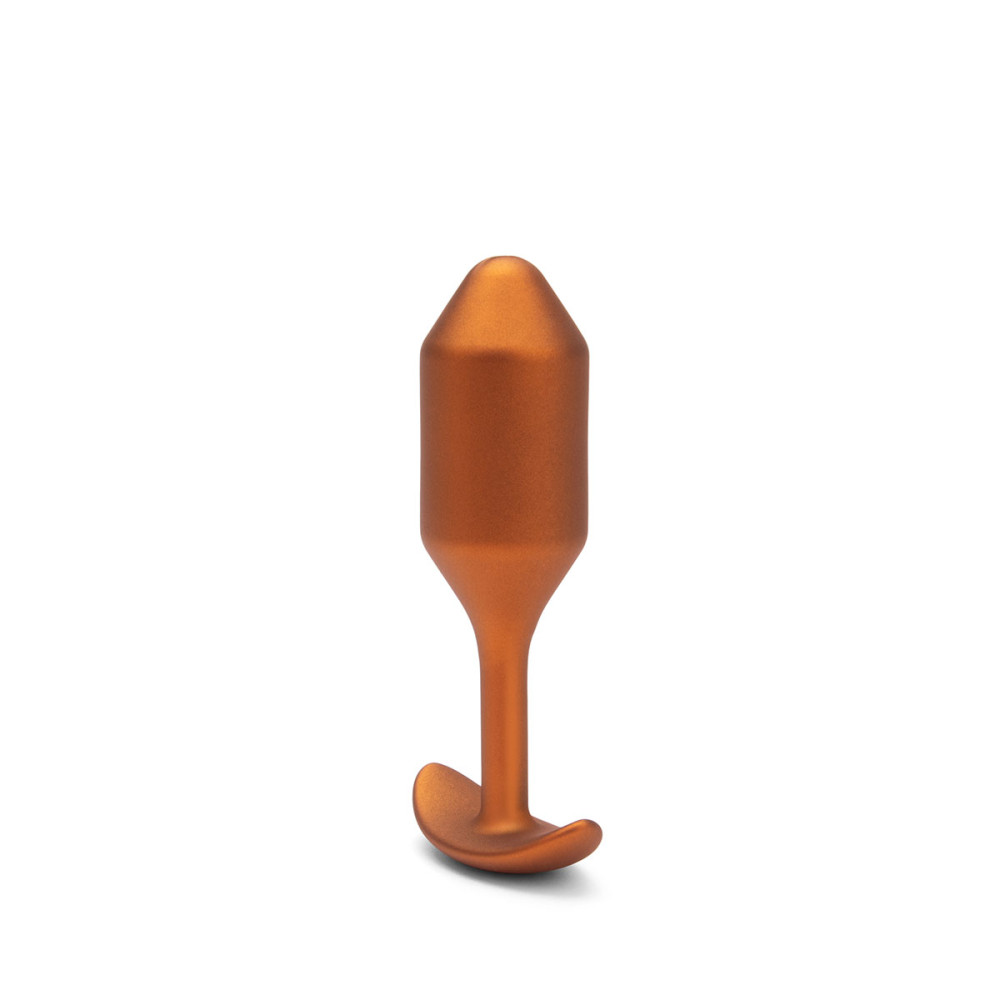Анальная пробка с утяжелением размер M, B-Vibe Snug Plug 2, оранжевая, 10.5 х 3 см фото №3 — секс игрушки: Украина, NO TABOO