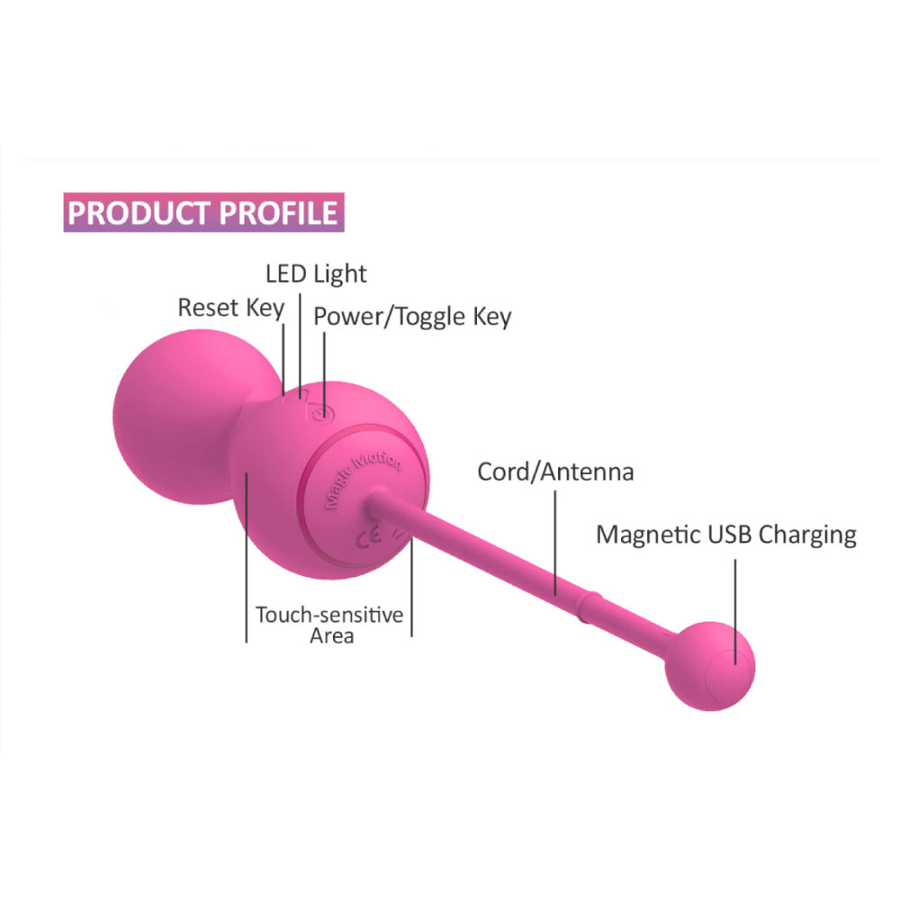 Вагинальные шарики с подключением к приложению Magic Motion розовые, 21.5 х 3.5 см фото №10 — секс игрушки: Украина, NO TABOO