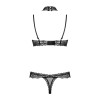 Сексуальный комплект Obsessive Claudusia, L/XL, полупрозрачный, в мелкий горошек, с кружевом, черный, фото №6 — секс шоп Украина, NO TABOO