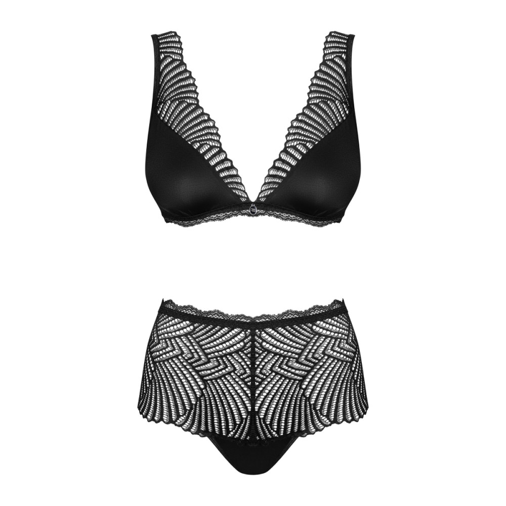 Сексуальный комплект Obsessive Klarita, S/M, кружевной, черный, фото №5 — секс шоп Украина, NO TABOO