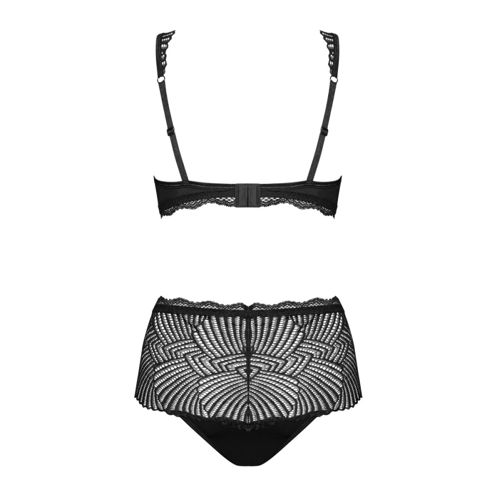 Сексуальный комплект Obsessive Klarita, S/M, кружевной, черный, фото №6 — секс шоп Украина, NO TABOO
