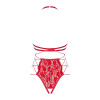 Сексуальное боди Obsessive Rediosa, L/XL, кружевное, с открытой грудью, с интимным вырезом, красное, фото №5 — секс шоп Украина, NO TABOO