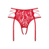 Сексуальные трусики Obsessive Rediosa, L/XL, кружевные, с интимным вырезом, с пажами для чулок, красные, фото №5 — секс шоп Украина, NO TABOO