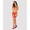 Сексуальные трусики Obsessive Rediosa, L/XL, кружевные, с интимным вырезом, с пажами для чулок, красные, фото №3 — секс шоп Украина, NO TABOO