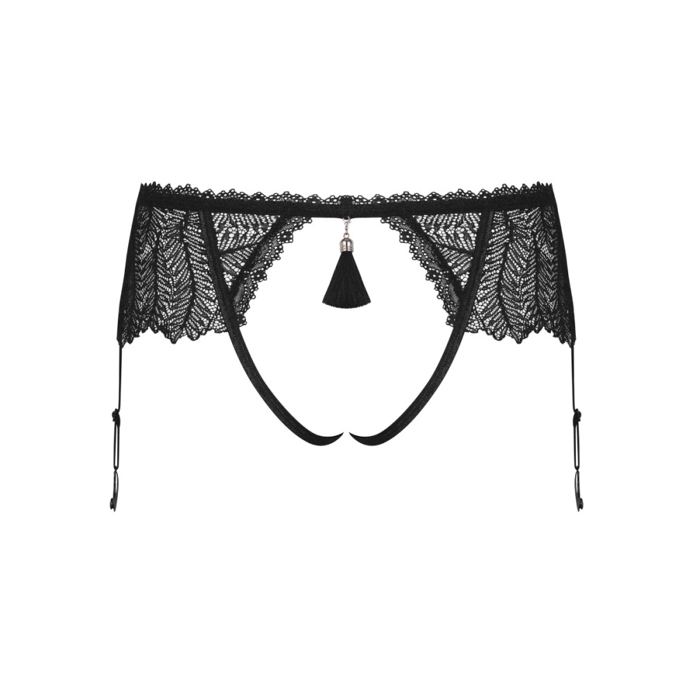 Трусики-пояс Obsessive Romanesa, L/XL, с интимным вырезом, кружевные, черные , фото №8 — секс шоп Украина, NO TABOO