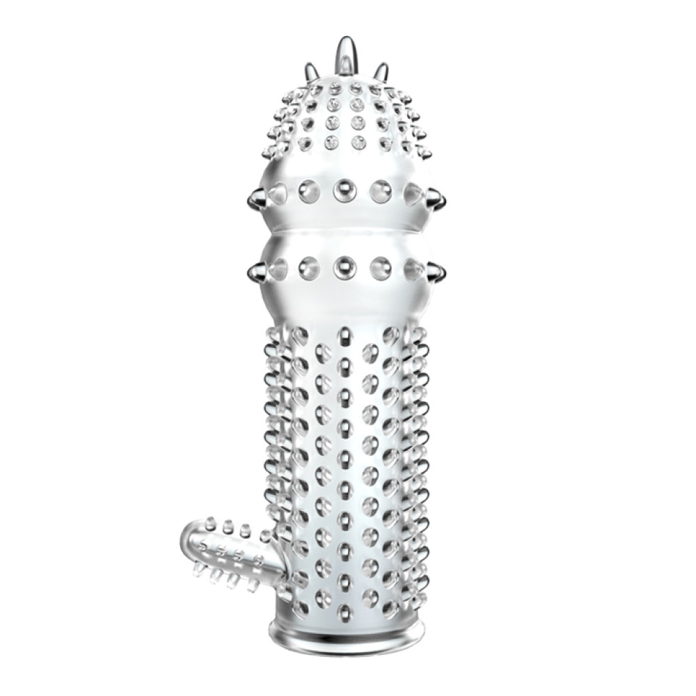 Насадка на пенис Baile Penis Sleeve рельефная, прозрачная, 12.8 х 3.5 см фото №2 — секс игрушки: Украина, NO TABOO
