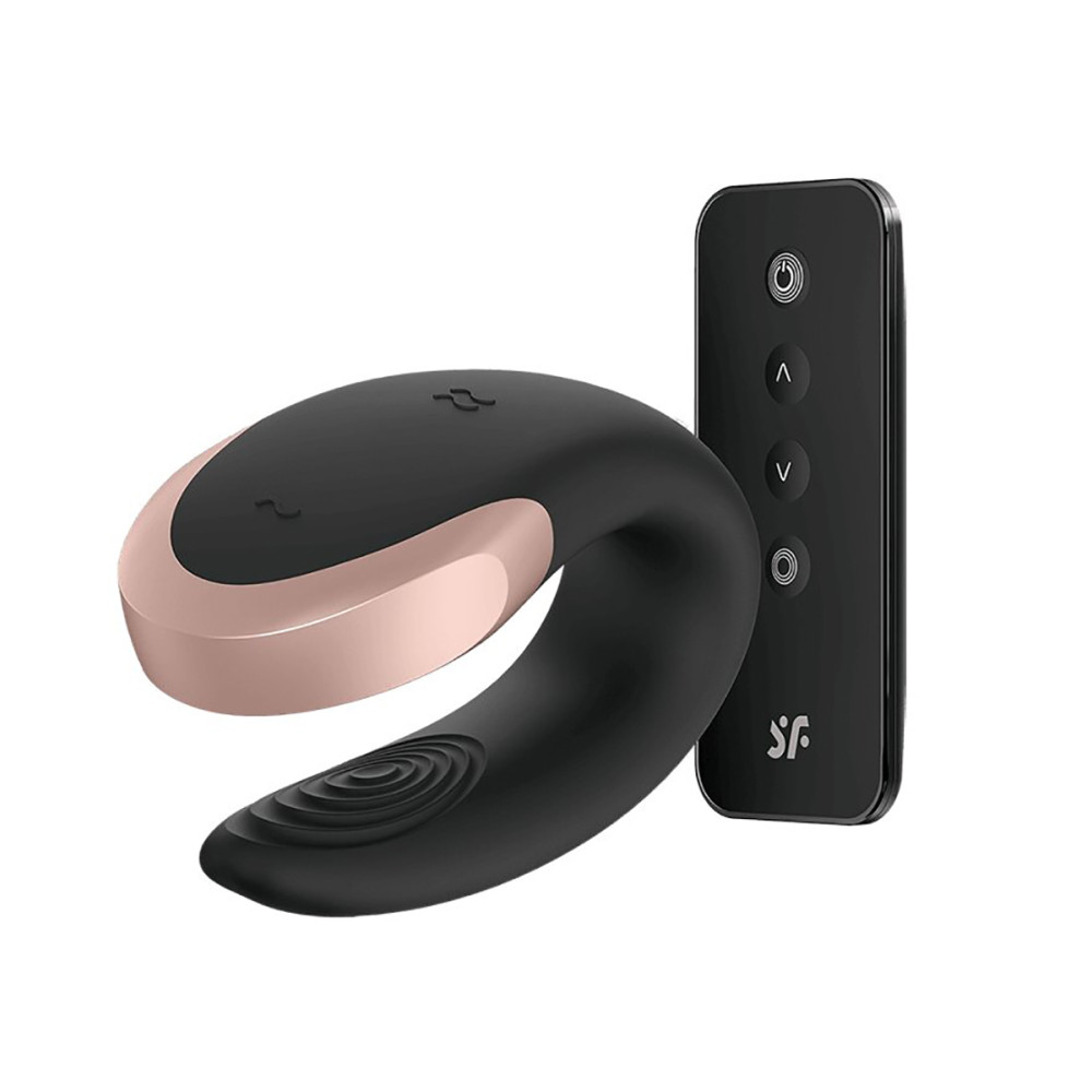 Вибратор для пар Satisfyer Double Love с приложением и пультом, черный, 8.6 х 4.2 см фото №0 — секс игрушки: Украина, NO TABOO