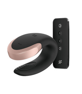 Вібратор для пар Satisfyer Double Love з додатком та пультом, чорний, 8.6 х 4.2 см - No Taboo