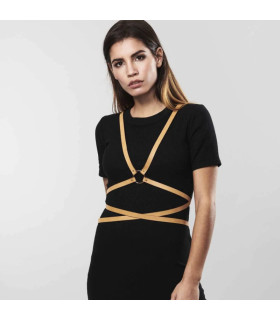 Портупея на грудь с акцентом на талии MAZE Bijoux Indiscrets бежевая, OS - No Taboo