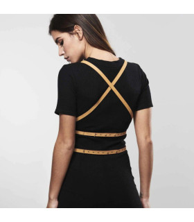 Портупея на грудь с акцентом на талии MAZE Bijoux Indiscrets бежевая, OS - No Taboo