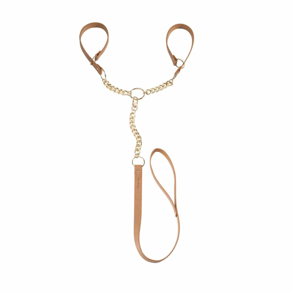 Наручники с поводком MAZE Bijoux Indiscret на цепочке, бежевые, фото №0 — секс шоп Украина, NO TABOO