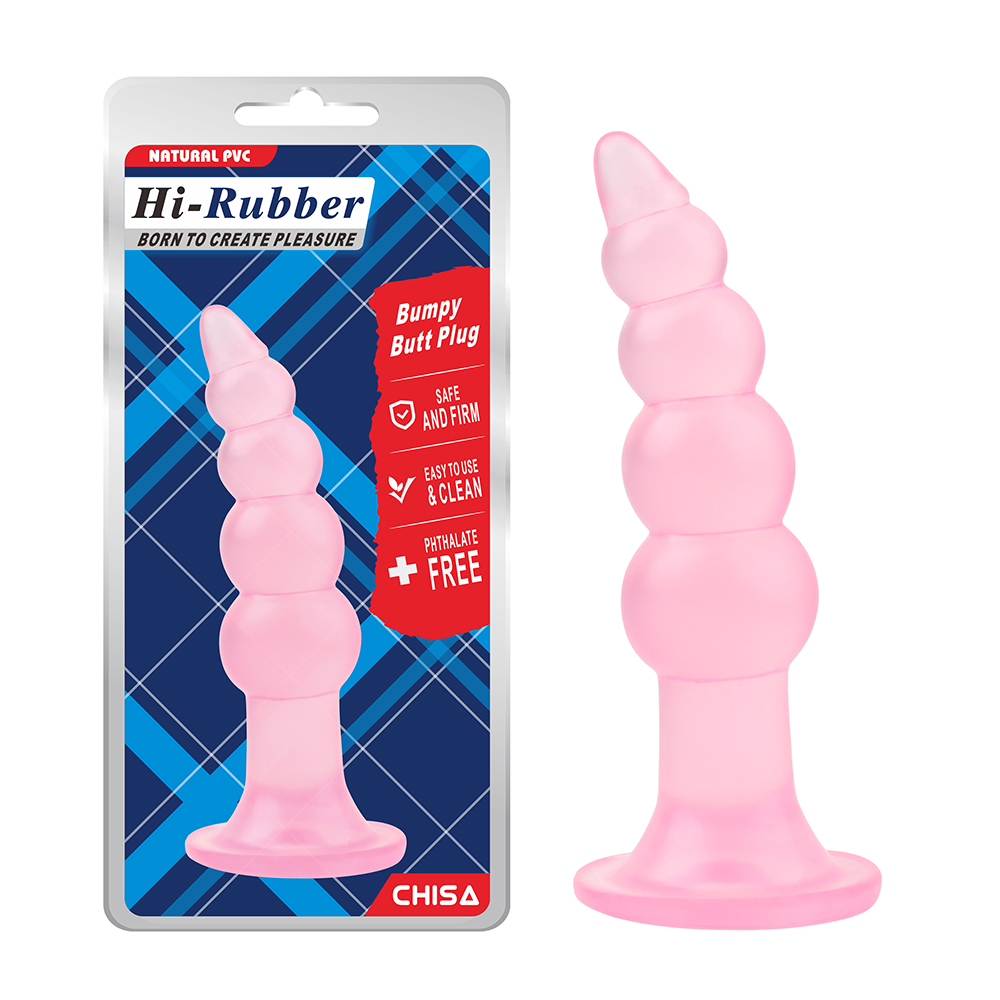 Анальная пробка-елочка Chisa Hi-Rubber, на присоске, розовая, 14.5 см х 3.8 см фото №2 — секс игрушки: Украина, NO TABOO