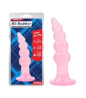 Анальная пробка-елочка Chisa Hi-Rubber, на присоске, розовая, 14.5 см х 3.8 см - No Taboo