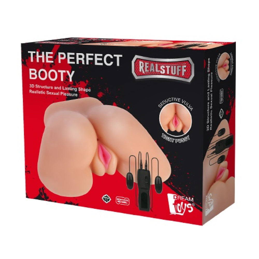 Мастурбатор с двумя отверстиями Dream Toys Realstuff с вибрацией, бежевый, 22 × 15 см фото №2 — секс игрушки: Украина, NO TABOO