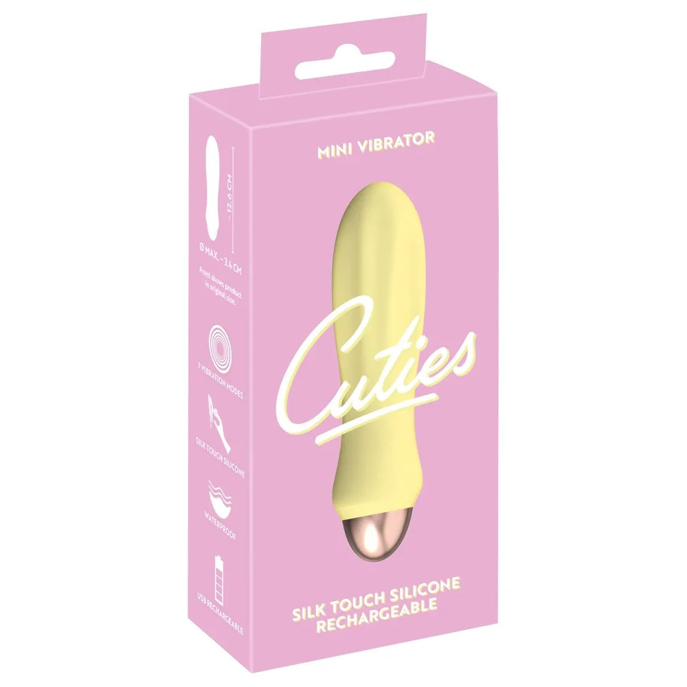 Мини-вибратор с продольным рельефом Cuties желтый, 12.6 х 3.4 см фото №2 — секс игрушки: Украина, NO TABOO