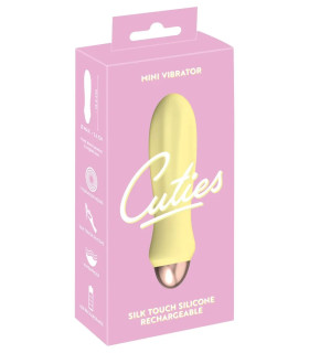Мини-вибратор с продольным рельефом Cuties желтый, 12.6 х 3.4 см - No Taboo