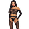 Сексуальный комплект кружевной Leg Avenue из 3 предметов,черный, O/S, фото №3 — секс шоп Украина, NO TABOO