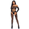 Сексуальный комплект кружевной Leg Avenue из 3 предметов,черный, O/S, фото №1 — секс шоп Украина, NO TABOO