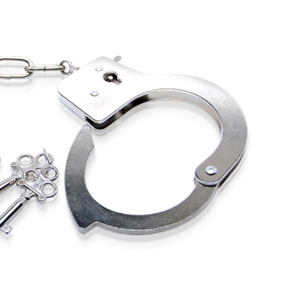 Наручники FFSLE Metal Handcuff серебряные, 2 ключика, фото №3 — секс шоп Украина, NO TABOO