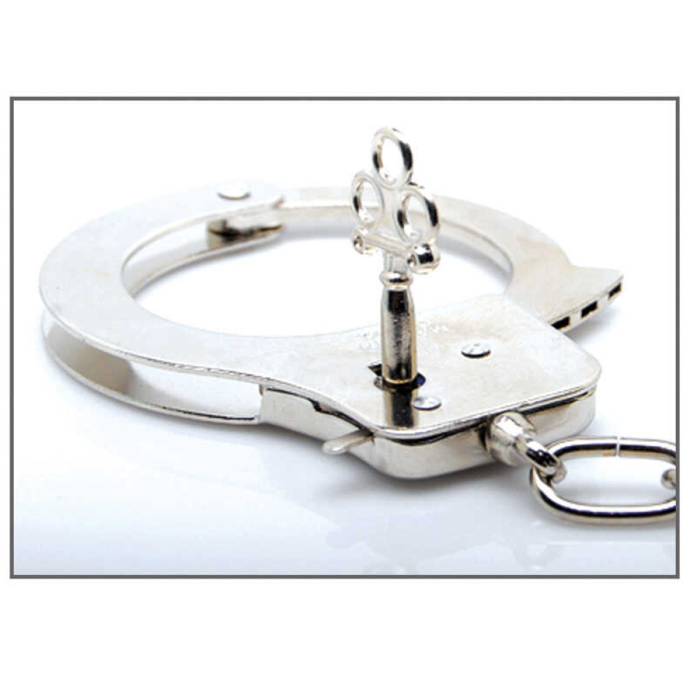 Наручники FFSLE Metal Handcuff серебряные, 2 ключика, фото №4 — секс шоп Украина, NO TABOO