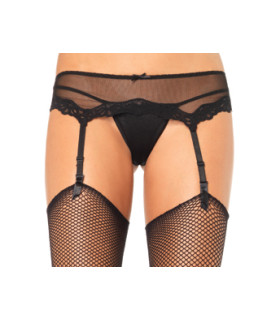Сексуальные чулки в сетку с полупрозрачным поясом Leg Avenue черные, O/S - No Taboo