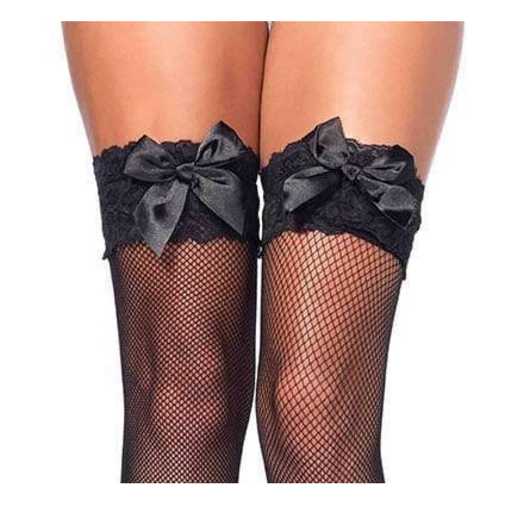 Чулки в сеточку One Size Violet Fishnet Thigh High Stockings от Leg Avenue, черны, фото №3 — секс шоп Украина, NO TABOO